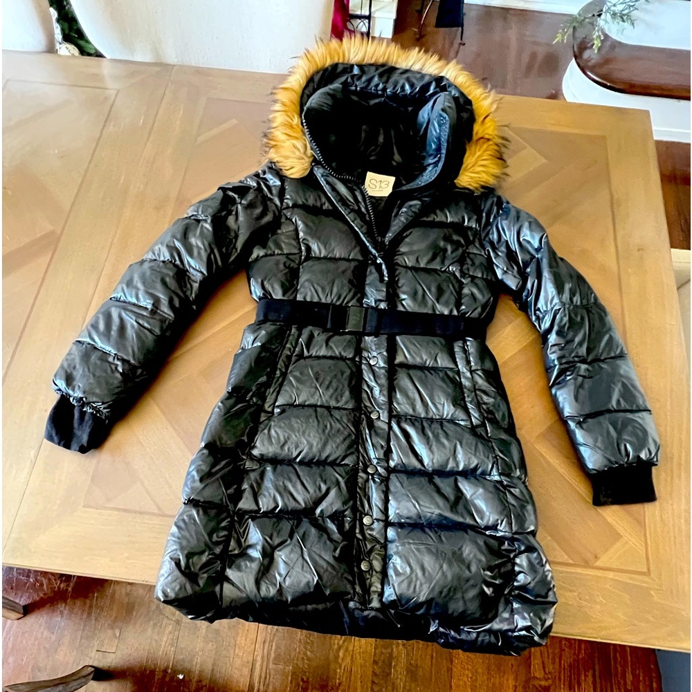Women's Chalet Belted Faux-Fur-Trim Hooded Puffer Coat